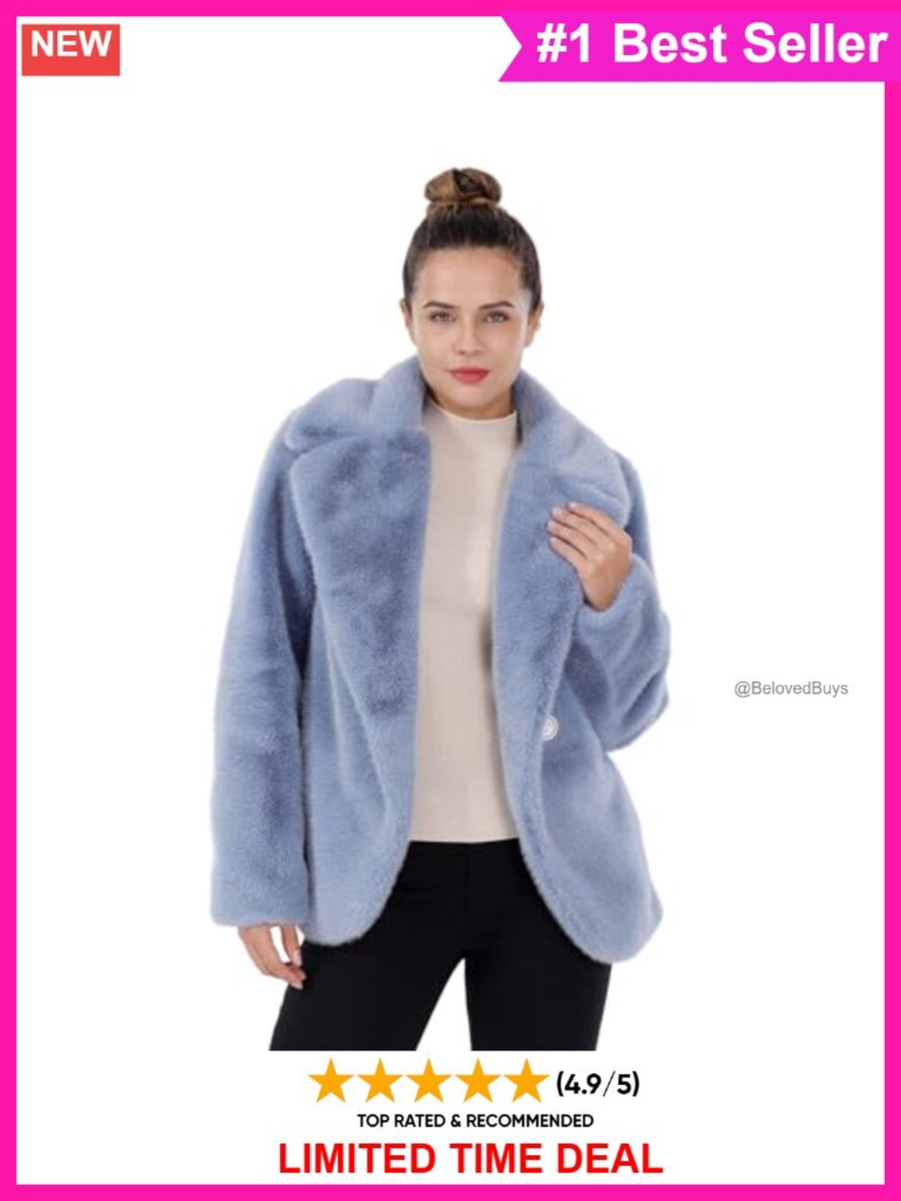 Faux Mink Fur Open Front Fluffy Cardigan Coat with Pockets